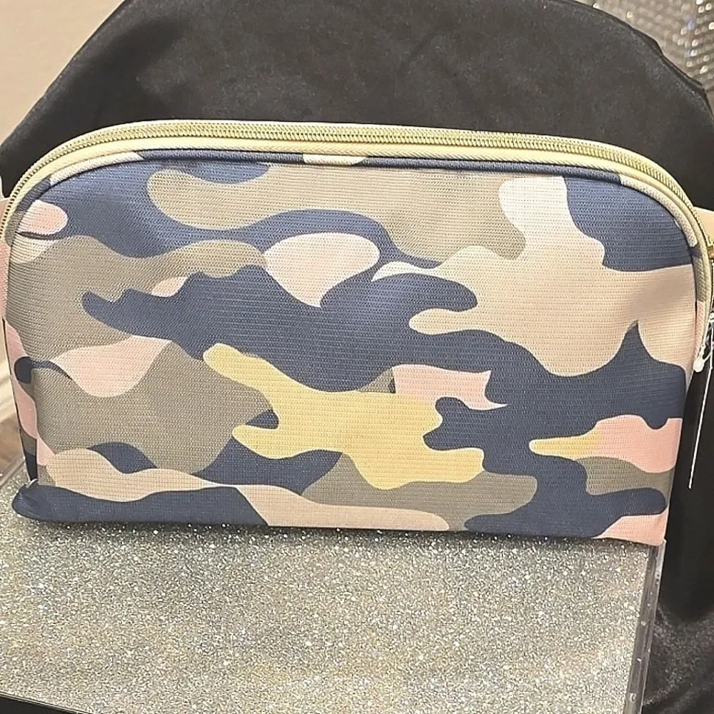 Tartan + Twine Pink Green Camo Cosmetic Case